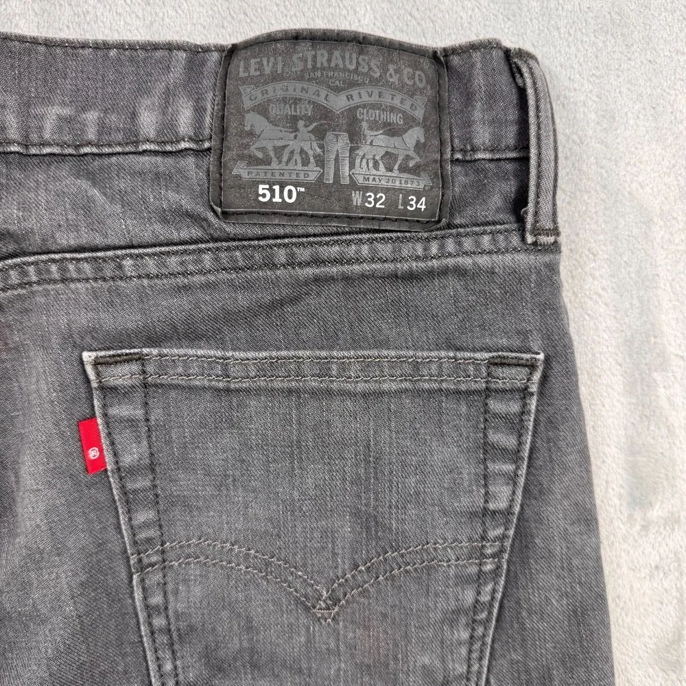 Levi's 510 Jeans Men's 32x34 Gray‎ Skinny Fit Denim Stretch Pants